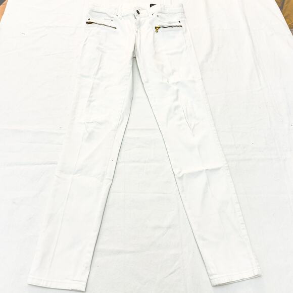 Club Monaco White Motorcycle Denim Jean Skinny Leg Size 28 - Picture 2 of 8
